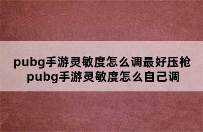 pubg手游灵敏度怎么调最好压枪 pubg手游灵敏度怎么自己调